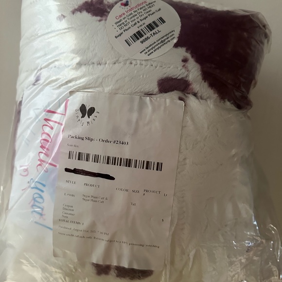 Sugar Plum Calf Minky Blanket New With Tags - Picture 4 of 4